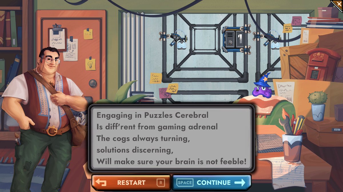 SidequestNinja's tweet photo. Dantar and Octavius are so excited that Hexahedra will be part of the @thinky_games Cerebral Puzzle Showcase next week that they've got together and composed a limerick about it. https://t.co/qE62GaUB4S