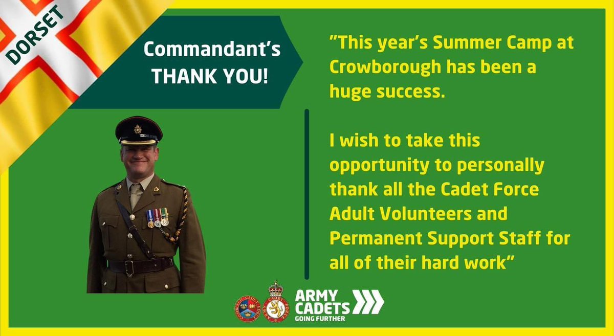 Dorset ACF (@dorsetacf) on Twitter photo With the main part of <a href="/Dorsetacf/">Dorset ACF</a> summer camp coming to a close, Colonel Thomsett conveys his personal thanks. <a href="/ArmyCadetsUK/">Army Cadets UK</a> @ColCadetsACF <a href="/ColCadetsHQSW/">Rob Guest</a> @ArmyintheSW <a href="/WRFCA/">Wessex RFCA</a> #goingfurther With the main part of <a href="/Dorsetacf/">Dorset ACF</a> summer camp coming to a close, Colonel Thomsett conveys his personal thanks. <a href="/ArmyCadetsUK/">Army Cadets UK</a> @ColCadetsACF <a href="/ColCadetsHQSW/">Rob Guest</a> @ArmyintheSW <a href="/WRFCA/">Wessex RFCA</a> #goingfurther