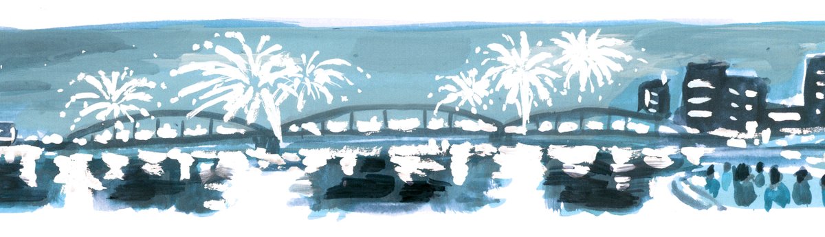 「#隅田川花火大会 #illustration #illustrator #art」|祖田雅弘 Masahiro Sodaのイラスト