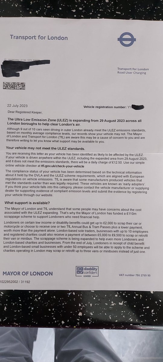 SouthwellACT's tweet photo. What right has the Lord Mayor of London and transport for London got to access every car owner's details and mail out that they may not be able to drive their car in London at a cost of £100's thousands of pounds?
No wonder he needs to charge £12.50 per day. https://t.co/UV6GpWMBpD