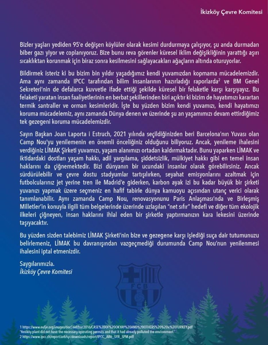 ikizkoydireniyo's tweet photo. Limak bizi yıllardır Yeniköy/Kemerköy Termik santralleri ile zehirliyor!  Şimdi de 6 gün içinde binlerce ağacı, #AkbelenOrmanı'nı katlettiler.

İnsanlığa karşı suç işleyen Limak'la tüm ticari ilişkinizi hemen şimdi bitirin
 @FCBarcelona_cat
 @FCBarcelona_es
#joanlaportaiestruch https://t.co/mqJgJafO7s