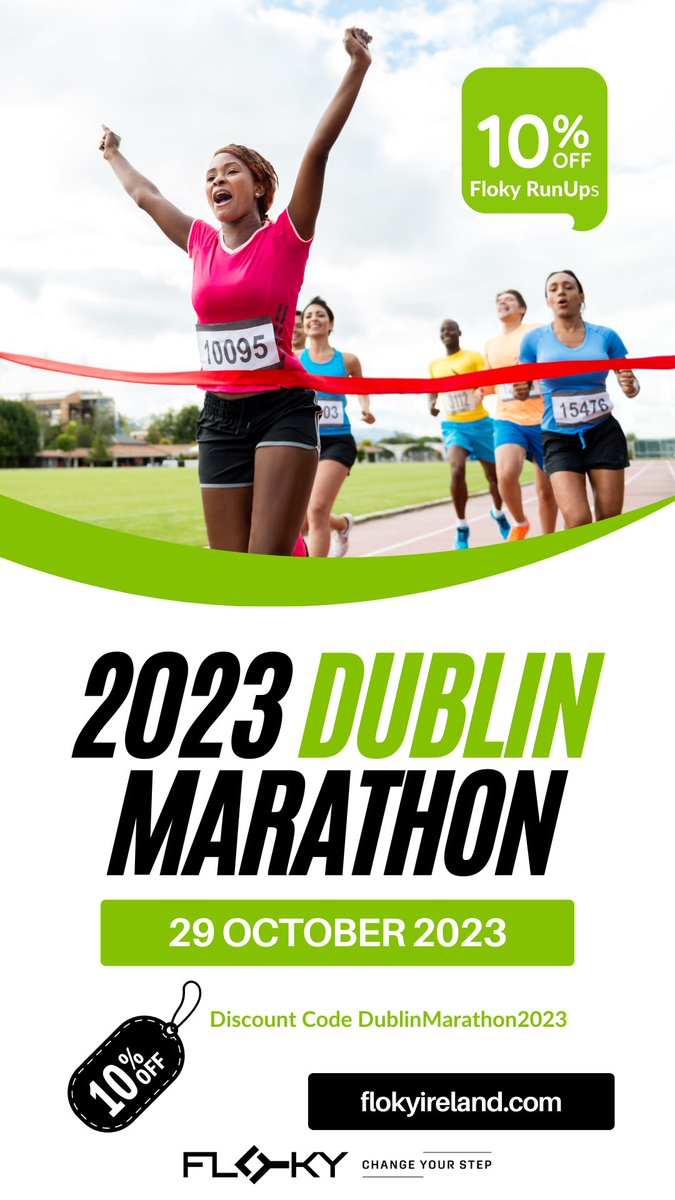 With the Dublin City Marathon only 3 months away we have 10% off our RunUps to help you prepare for this event 
#Marathon
#Running
#DublinCityMarathon
#Flokysocks
#FlokyIreland
#ChangeYourStep
#BioMechanics 

flokyireland.com