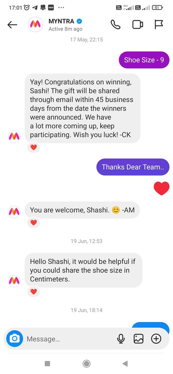 benevolent_dude's tweet photo. @myntra I have won your Contest on 17.05.2023 on your Instagram page and today is 29.07.2023 but still I haven't received my prize. I have DM you so many times but not received any fruitful reply. 
So when I will get my prize?? https://t.co/Z35ybMfqBp