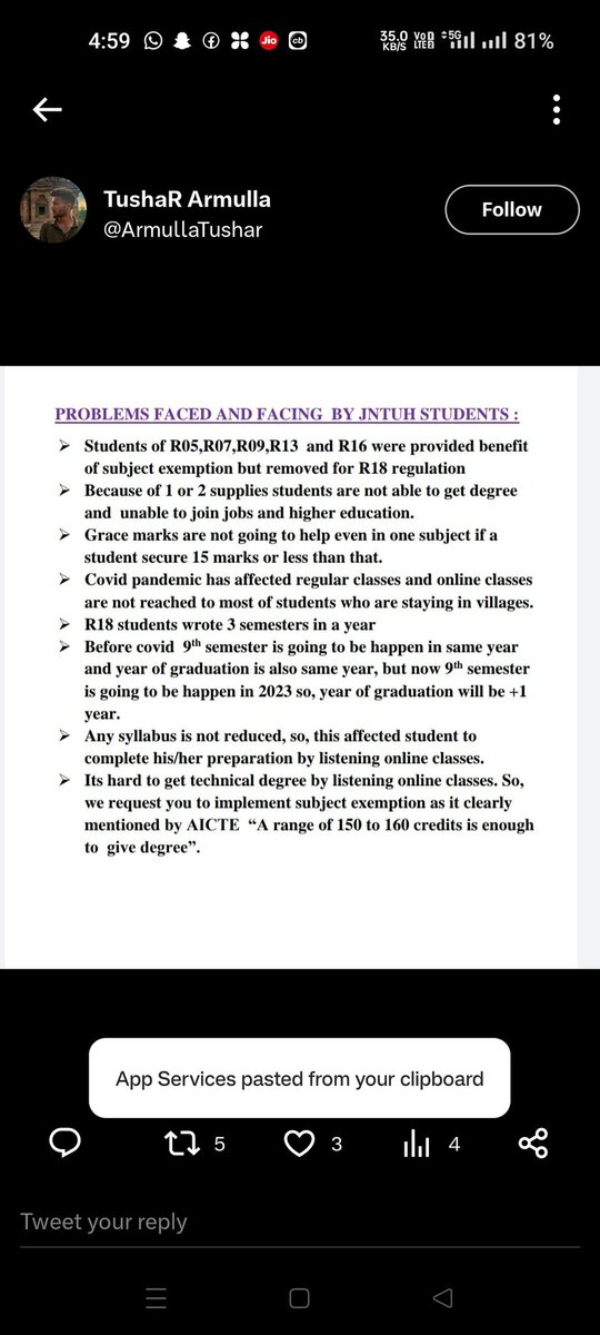 Rajeshvadluri1's tweet photo. Please give us subject exemption sir🙏 @KTRBRS @BRSparty @TelanganaCMO @TelanganaCS @Krishank_BRS @KTR_News @AICTE_INDIA @TSNSUI @jayesh_ranjan @Kalagafdavrao @JNTUH_R18 @jntuhofficial 
#SaveJNTUHStudents
#JntuhSubjectExemption
#AskKTR #HyderabadRains @SabithaindraTRS https://t.co/1dLIG2laFu