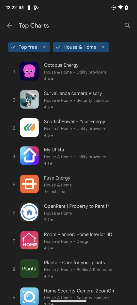 fuseenergy's tweet image. We are now #5 on Playstore! ⚡ Download Fuse app now &amp;amp; save fuseenergy.com/app.html