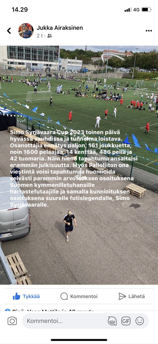 mikkonen_m's tweet photo. Ihan aiheellinen viesti Raksulta. Näin hyvin järjestetty #respect tapahtuma ansaitsee huomiota. Menkää katsomaan peli-iloa. On myös mainio #puffetti #jalkapallo #simosyrjävaaracup #töölö https://t.co/s3oW3Lk6T2