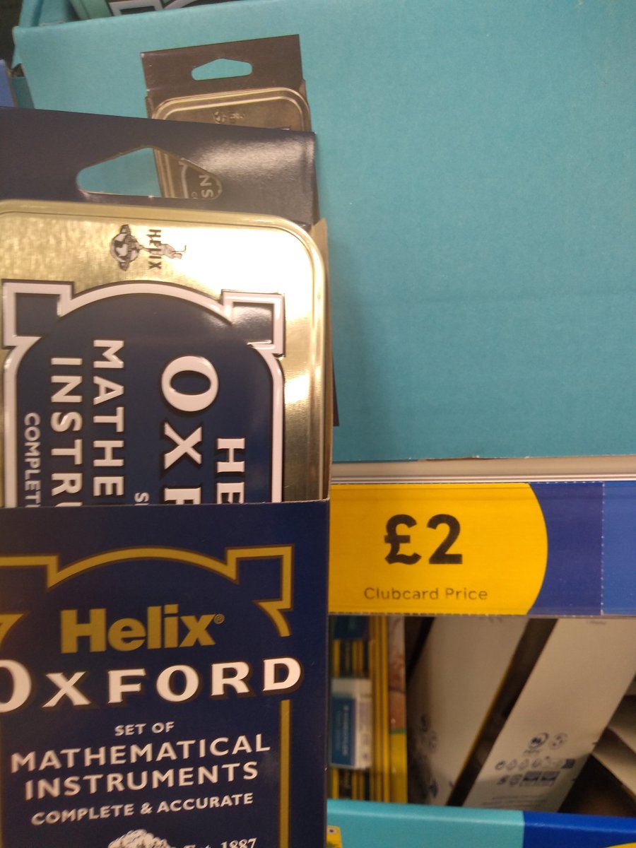PHS_Maths's tweet photo. I know there's a long time before we go back to school👍 but Tesco have offers on maths equipment just now.  The tin maths sets don't break like the plastic ones and this is the new style Casio scientific calculator for GCSE @PHS_Transition @PoyntonHigh https://t.co/nZxKJy6pJo