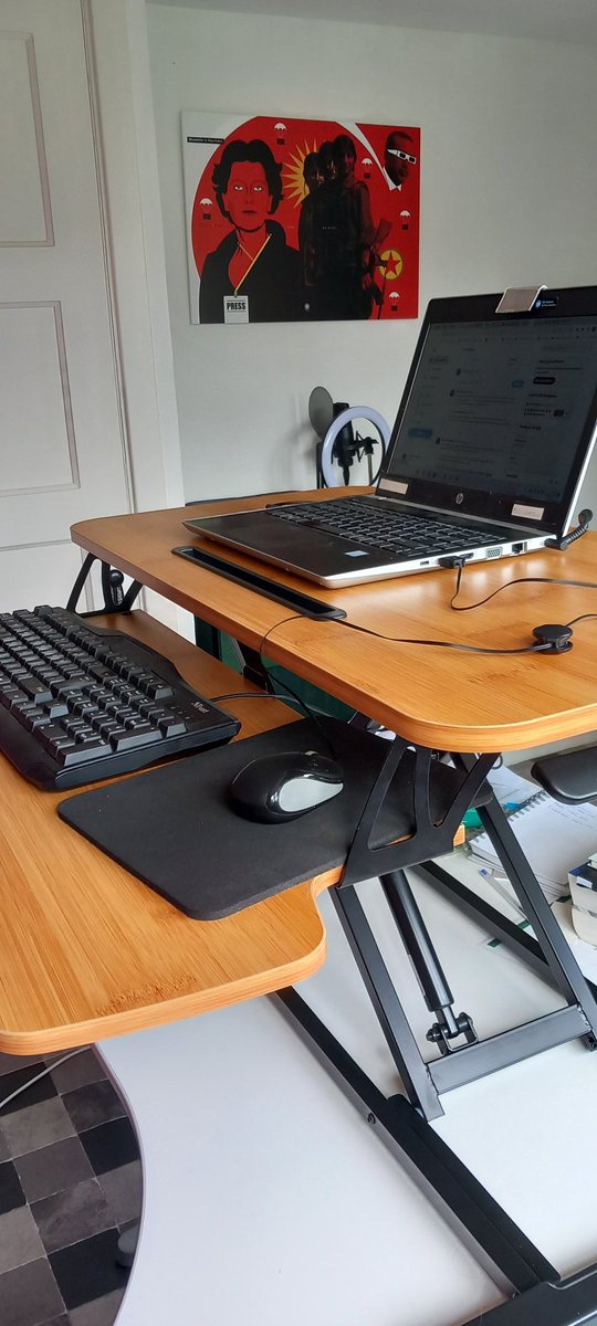 fgeerdink's tweet photo. i didn't want to spend #money on a adjustable sit-stand desk and then stumbled upon this 'sit-stand desktop workstation'. added a balance board to stand on so my feet won't hurt so easily. all set for €188 in total! #freelancers have to take care of their own #ergonomy 😇 https://t.co/bcvnil1tVy
