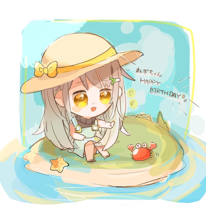 ꒰  ꒱  ねぎちゃんお誕生日おめでとう~!! 久しぶりにねぎちゃん描けてたのしかったෆ⸒⸒ 素敵な一年になりますように!
