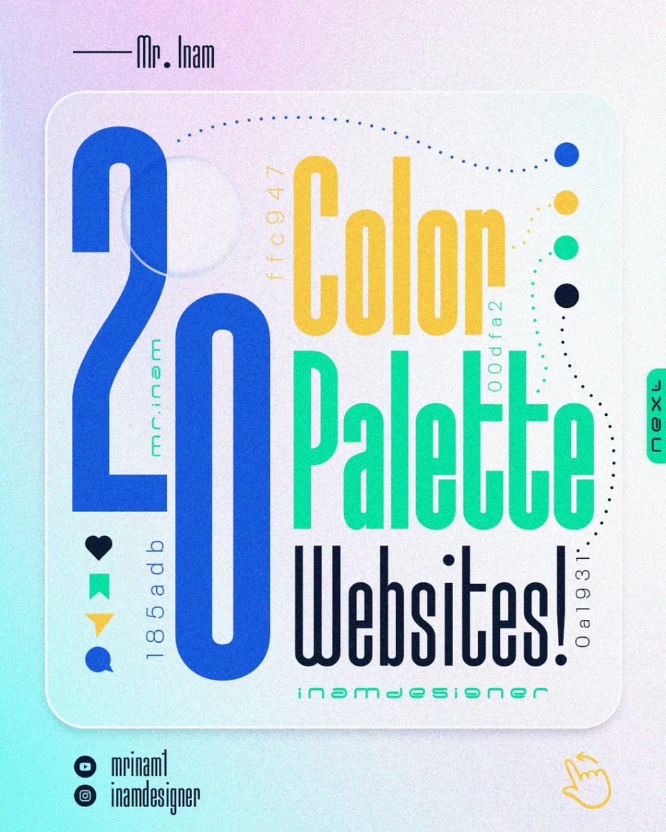 mrinamofficial's tweet photo. 20 Mesmerizing Color Palette Websites That Will Ignite Your Imagination!

#graphicdesigner #colorpalette #designer #socialmediamanager #colors #mrinam #inam #inamdesjgner https://t.co/2qpip9fuws