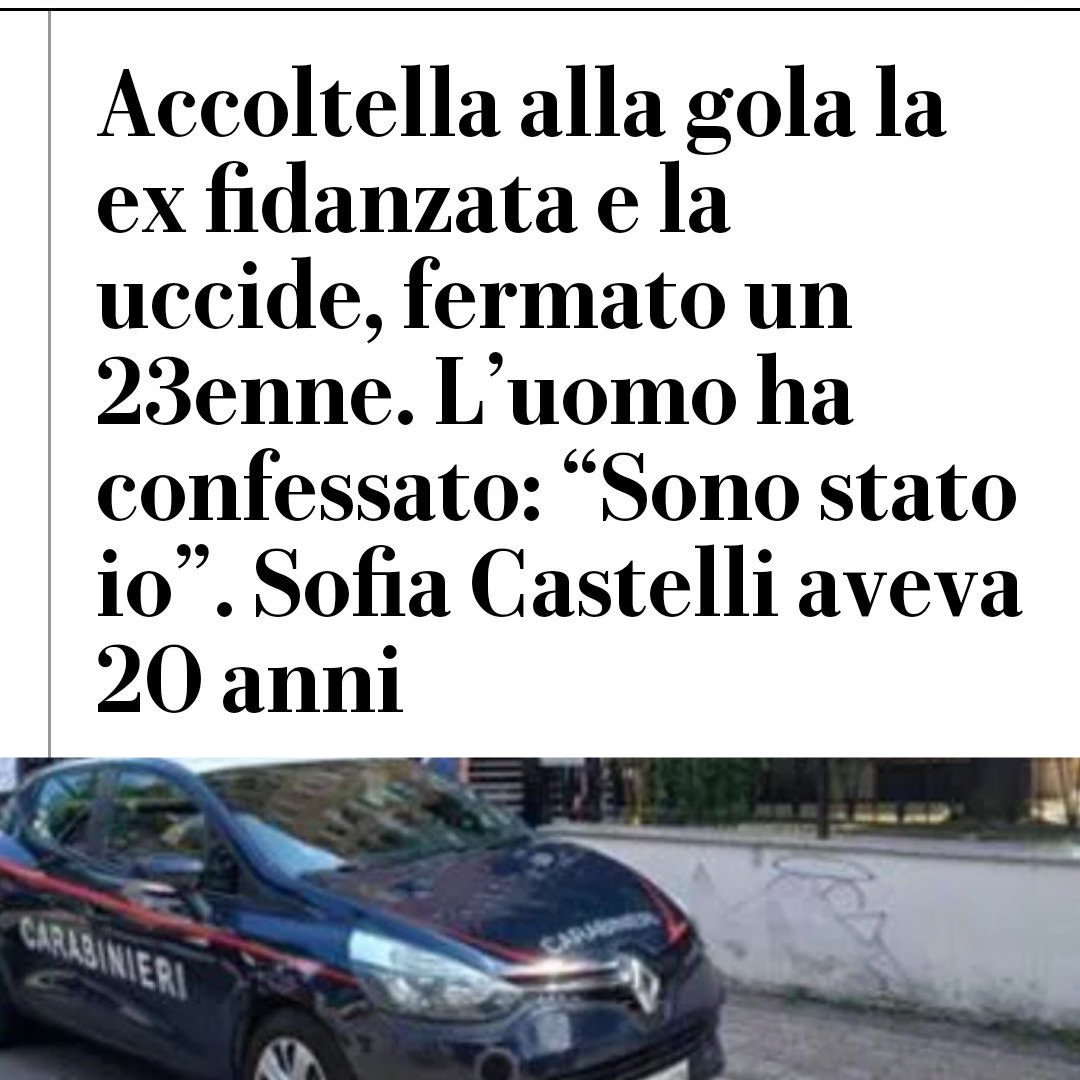 E ancora. 

Aveva 20 anni, Sofia Castelli, è stata uccisa a coltellate dal suo ex, che stamattina si è presentato negli uffici della polizia locale di #ColognoMonzese per costituirsi.

Non è 'un episodio', non è 'un'emergenza'. È una strage quotidiana.