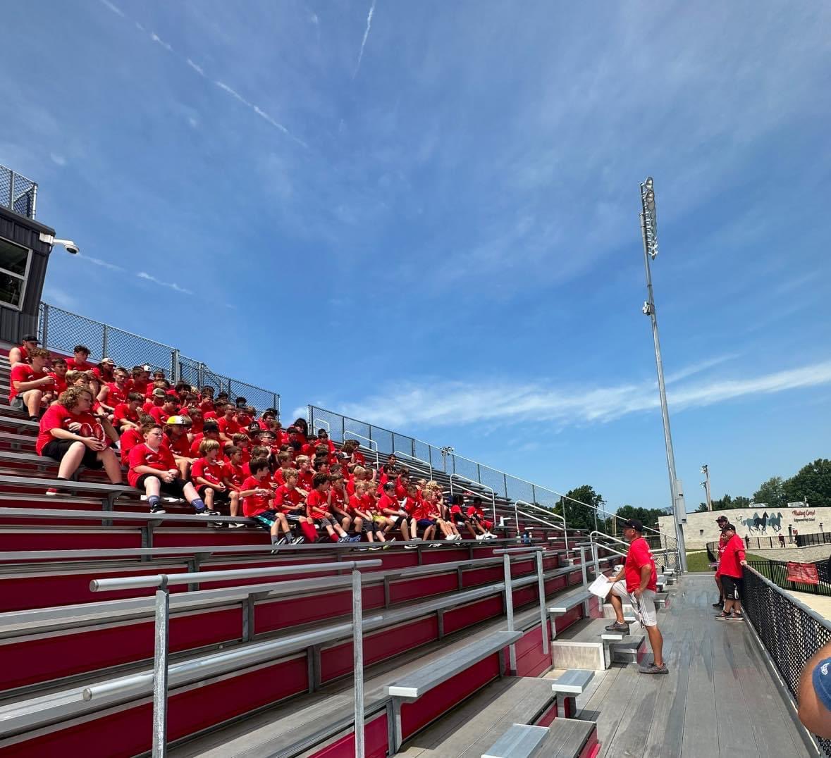 club_gridiron's tweet photo. What a week!!!  Nearly 80 youth campers &amp; high school team spent a lot of HOT hours on the turf but man was it worth it!  Wrapped up the week with Family Fun Night. Dunk tank &amp; awards!  Thanks to all the volunteers &amp; to the Ellettsville Fire Department for filling our dunk tank! https://t.co/xvT0Hxg7Lm