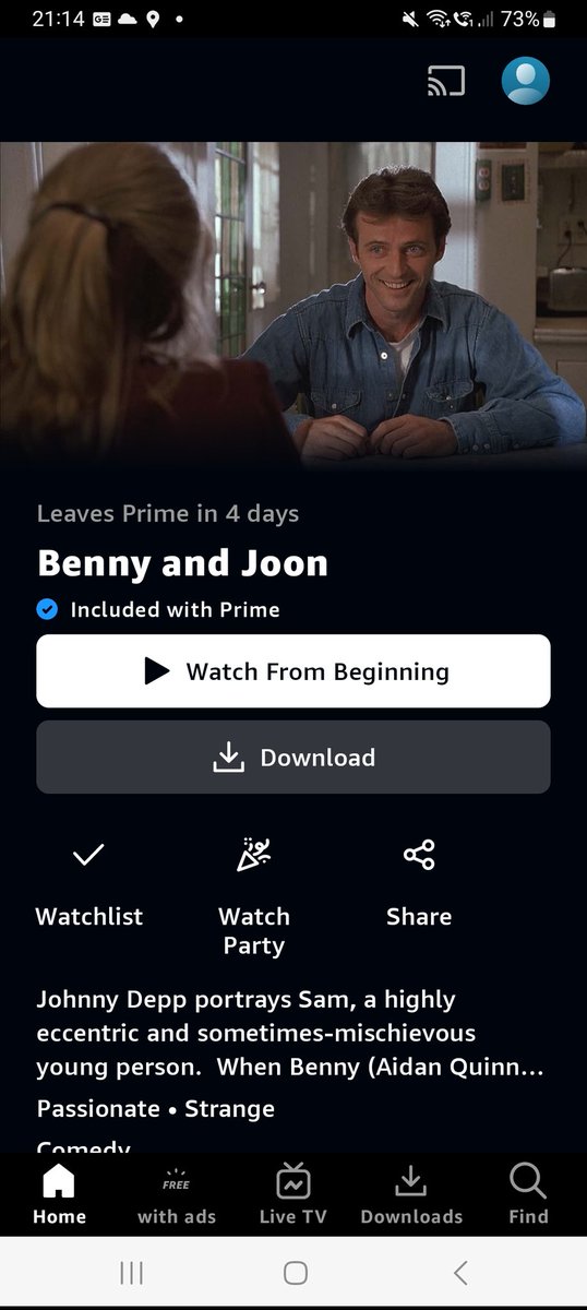 "Benny &amp; Joon" is a delightful little film with exceptional performances from Quinn, Masterson and Depp. The comedy is deft and touching. The  depiction of mental health issues is of course dated and insensitive but it is a beautiful film.