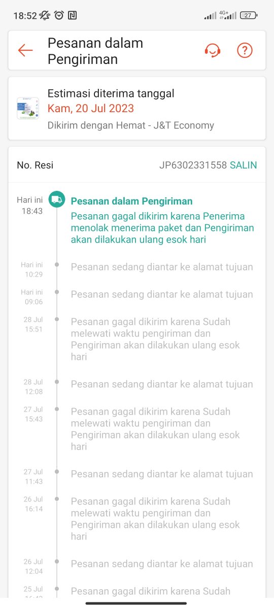 nite_ta's tweet photo. @jntexpressid tidak ada kata maaf dari kurir atas keterlambatan konfirmasi paket, ga abis fikri liat jnt sekarang, dinotifikasiny jg keterangannya penerima menolak tapi ga dibilang karena keterlambatan pengiriman.. Benar2 mengecewakan https://t.co/FCjPGbVvqq