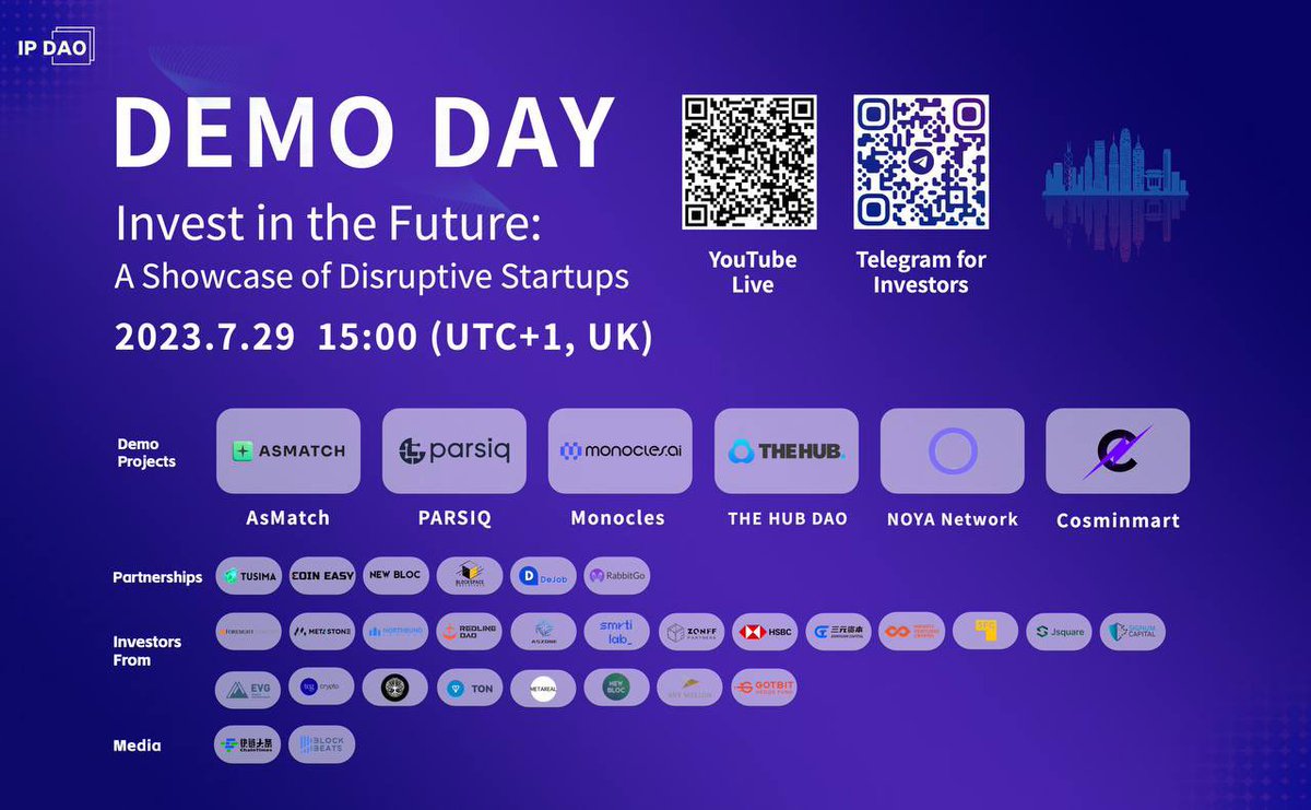 ⚡️Catch <a href="/GabsiYoussef1/">Youssef Gabsi</a> today at the <a href="/IPDAO_network/">IP DAO</a> Demo Day where we will be presenting our vision of becoming the go to HUB for the Metaverse by providing the picks and shovels creators and consumers need 🛠️

Excited to be alongside many great projects and investors! 🔑