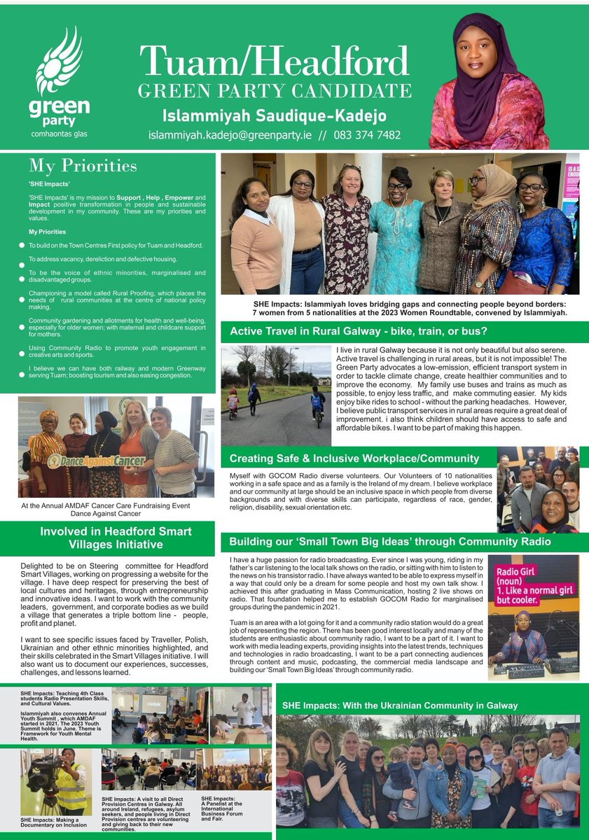 With MA in Gender,Globalisatn&Rts frm @uniofgalway in2018, my love&passion 4 HRts& Comm Dev birthed a Charity @AmdafIreland in2019 @GocomRadio in2021. Here's a Newsletter on wt av bn workin on in d Community. Pls let me knw ur views. islammiyah.kadejo@greenparty.ie #tuam #LE2024