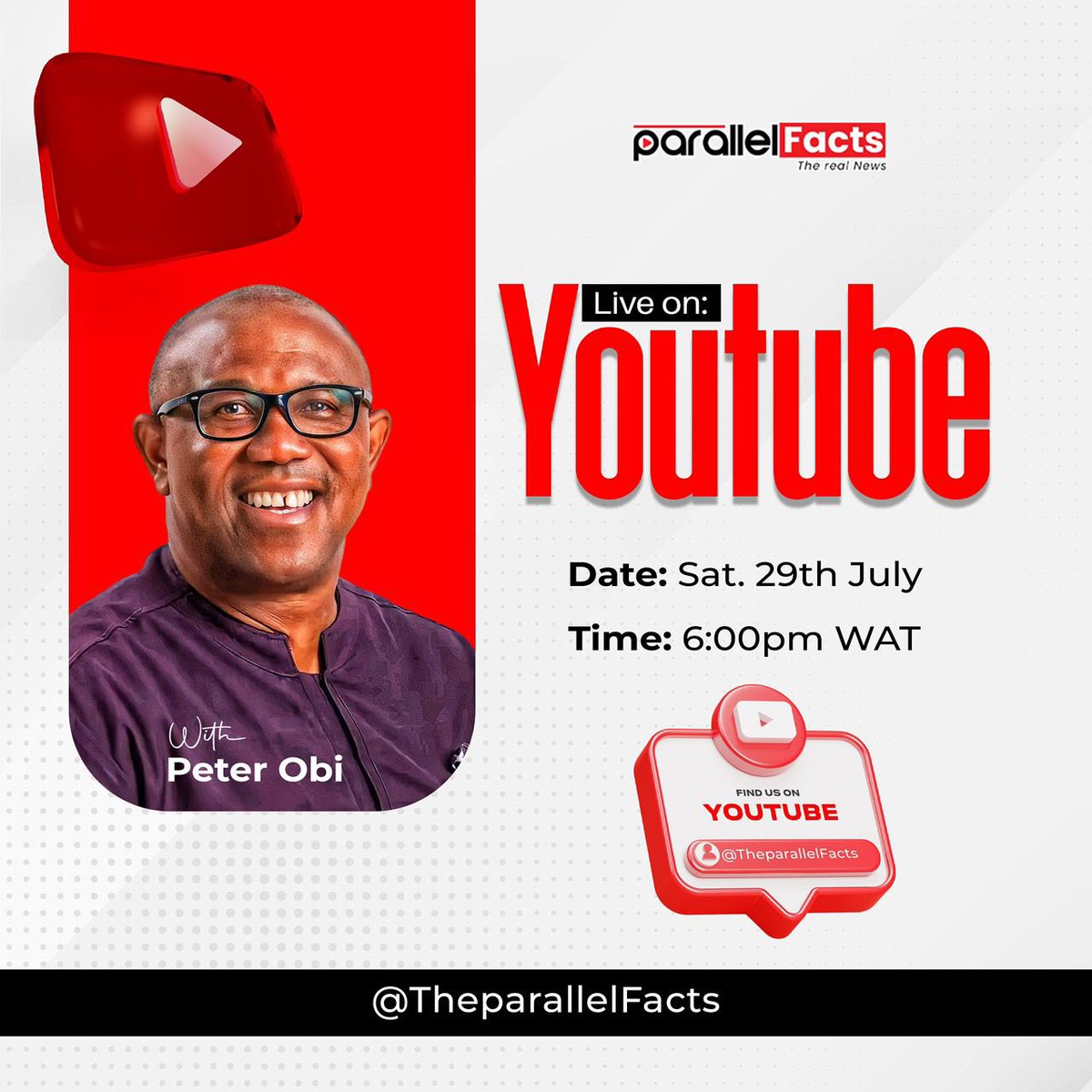A-R-E  Y-O-U   R-E-A-D-Y????

The People’s President Will Be With Us Today by 6pm 🤸‍♀️🤸‍♀️🤸‍♀️🤸‍♀️

Spread the Word 💪

Anticipate! 🔥

#PeterObiOnParallelFacts