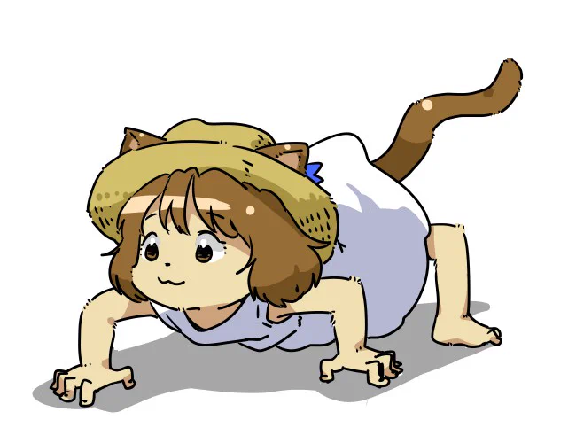 夏らしく、麦わら白ワンピけももです