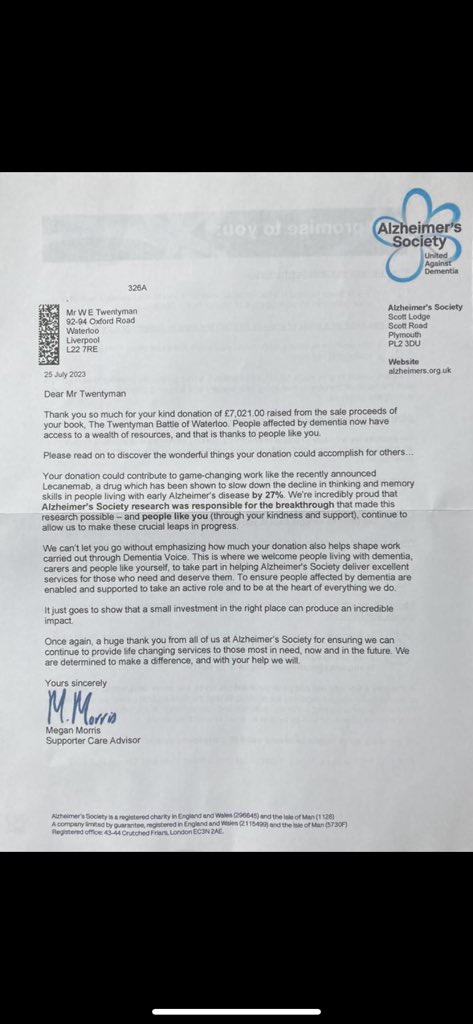 hal_barber's tweet photo. £7,021..raised from the book in aid of The Alzheimer’s Society..thanks for all your support. https://t.co/7ZKlePsPo8