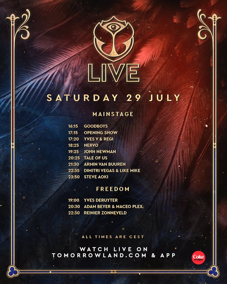 tomorrowland's tweet photo. Tune in today from 16:15 CEST and follow the Magic of Tomorrowland LIVE. Together with Coca Cola. https://t.co/NORElQpTqd https://t.co/qEwGyy7pOn