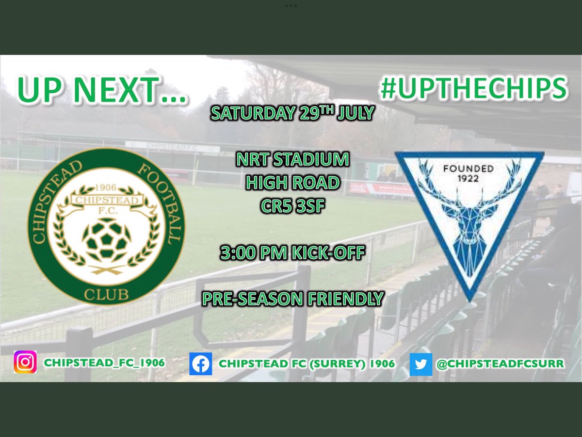 chipsteadfcsurr's tweet image. Our 1st team plays their next pre-season friendly at home to @EBTheDeres today, Saturday 29th July, KO 3pm - admission £5, under-18s free - please try to get along &amp;amp; see how the new squad is progressing - the bar &amp;amp; Muddy Boot snack bar will both be open for refreshments