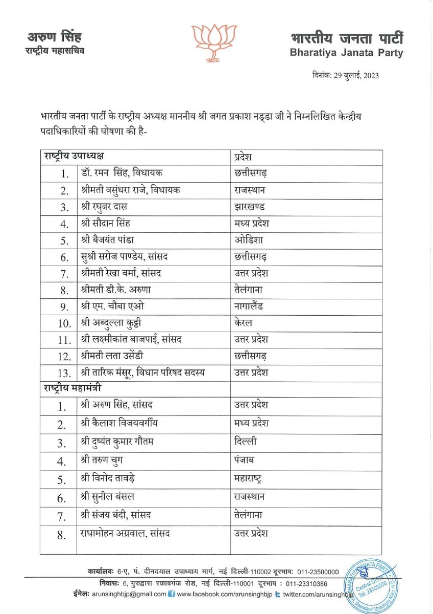 rajput_of_india's tweet photo. आज BJP राष्ट्रीय अध्यक्ष @JPNadda जी ने निम्नलिखित केंद्रीय पदाधिकारियों के नामों की घोषणा की है 
जिसमे क्षत्रिय 0% के बराबर है 🥴 अगर आज भी #समाज के लोग नही समझे तो कब समझोगे।

विरोध #इतिहास और #स्वाभिमान के लिए किया जा रहा है सभी भाई ज्यादा से ज्यादा समर्थन करे ।
Note :- Twitter Trend Alert
Date- 30th July ( Sunday )
Time - 7Am to 9 Am
Hastag - #Kshatriya_Boycott_BJP