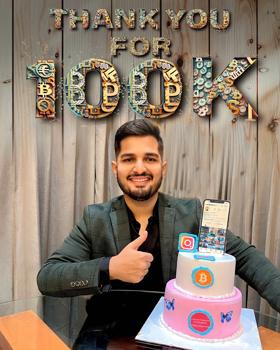 CryptoKingKeyur's tweet image. 🚨 BIG DAY: Today, we've hit a monumental 100K followers on 'Crypto King Keyur' Instagram, making us the LARGEST #crypto community on Instagram in India 🇮🇳

From the bottom of my heart, thank you all for the incredible support and engagement 🔥

Here's to unlocking more trading…