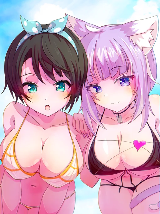 #絵かゆ  #プロテインザスバル 「スバルちゃん?どしたの」 「あ、おかゆ、この子、迷子っぽいんだけど黙っちゃって。顔も赤いし熱中症かな?」 「・・・いや、大丈夫、大丈夫。急にお姉さんに話しかけられて吃驚しちゃったんだよ」 「あ、ごめんねよし!お姉さんが救護所まで連れてってあげる!」