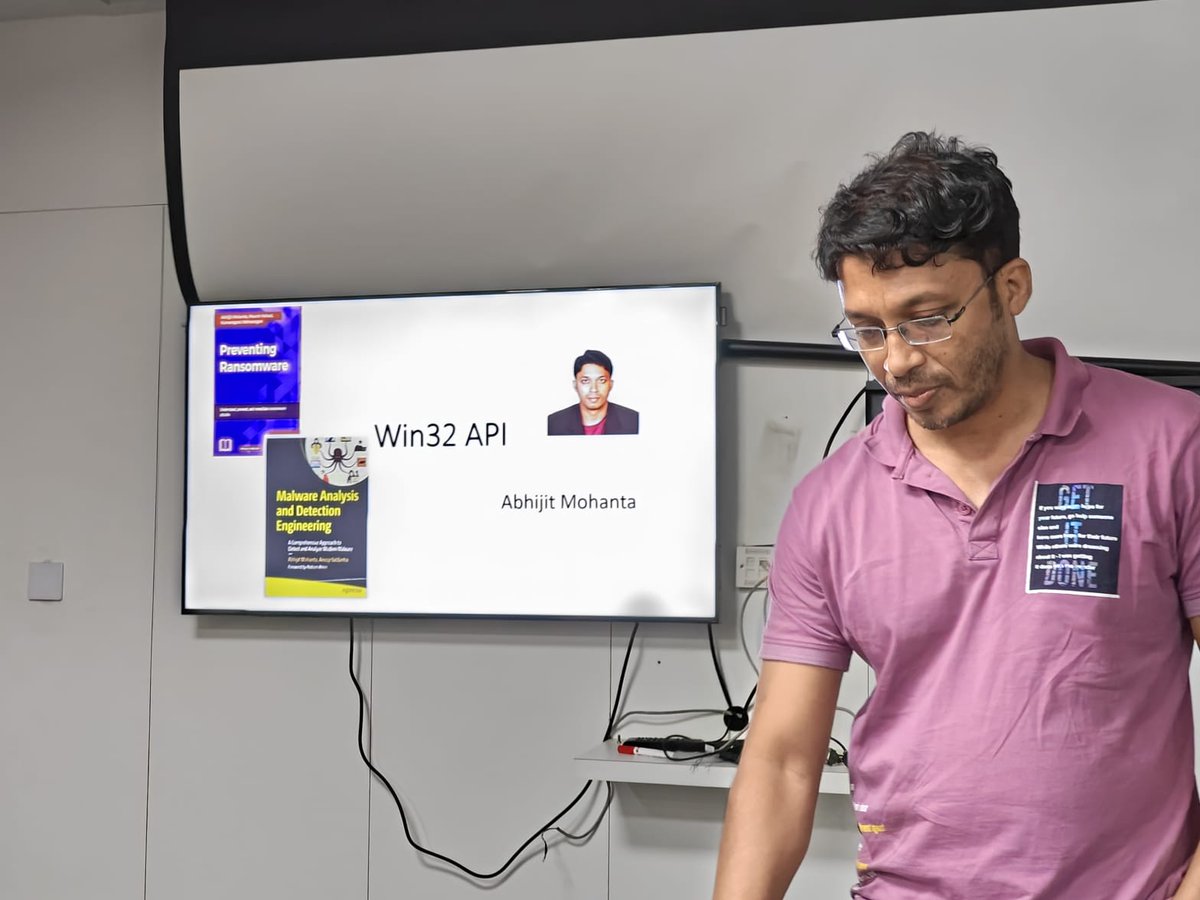 NullBhubaneswar's tweet photo. This is our final talk of the day. This one is unique and interesting "Reverse Engineering Part 2 - win32 api" by @abhijit_mohanta at #nullBhubaneswar @null0x00 #ReverseEngineering #malware https://t.co/Gn6igb7Na4