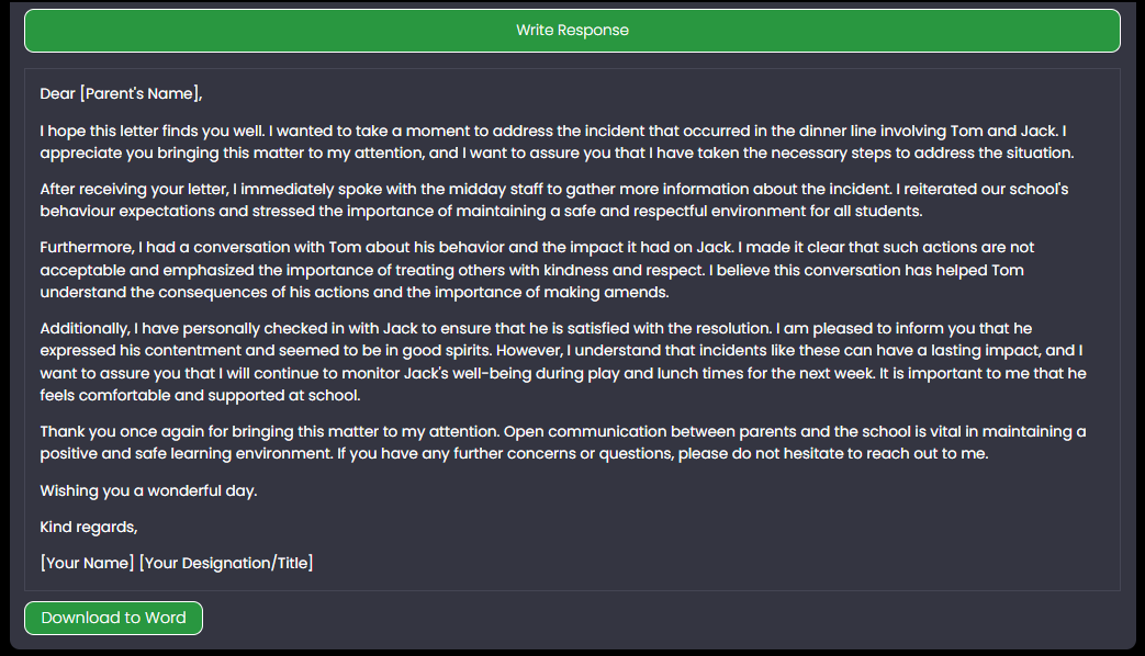 SLT AI - morning update!  Letter response writer - if you've received a letter from a parent, SLT AI can help word the response. 

sltai.co.uk/letter-respons…

<a href="/EdRoundtables/">Ben Brown🔥</a> <a href="/CensoredHead/">Censored Head NPQEL 🙋‍♂️ 🇺🇦💛💙</a> <a href="/chrisdysonHT/">Chris Dyson FCCT</a> <a href="/AnthonyNEvans/">AnthonyNicholas🏴󠁧󠁢󠁷󠁬󠁳󠁿🐕🎧🎤🥟</a> #edutwitter