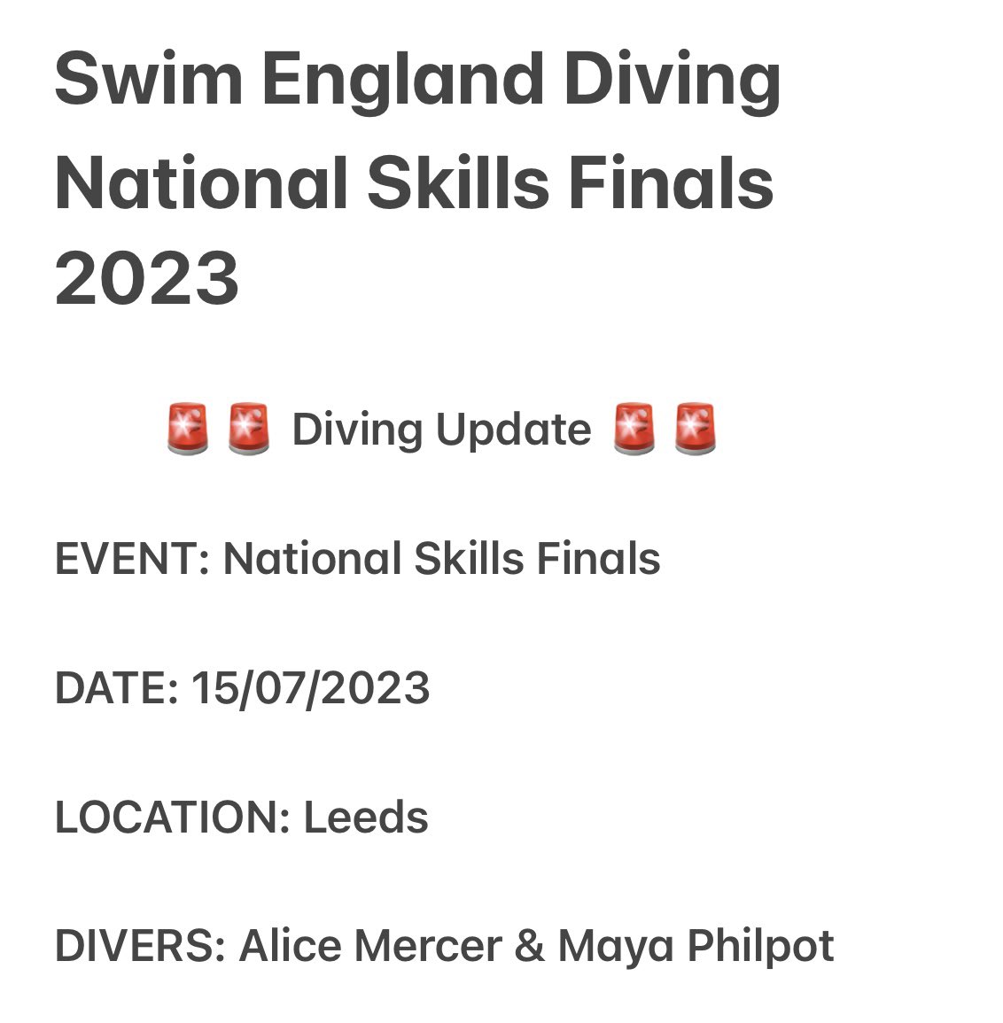 maidstonesc's tweet photo. Swim England Diving
National Skills Finals 2023 | 🚨Diving Update 🚨| Divers where Alice &amp; Maya | #divers #diveteam #divesquad #diving #divingskills https://t.co/ON7sMIa2Lu