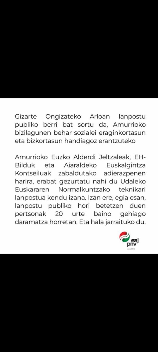 Erreharria1's tweet photo. Hemen Amurrioko EAJ-ak emandako azalpena. 2/2 https://t.co/3xVQfGJvvT