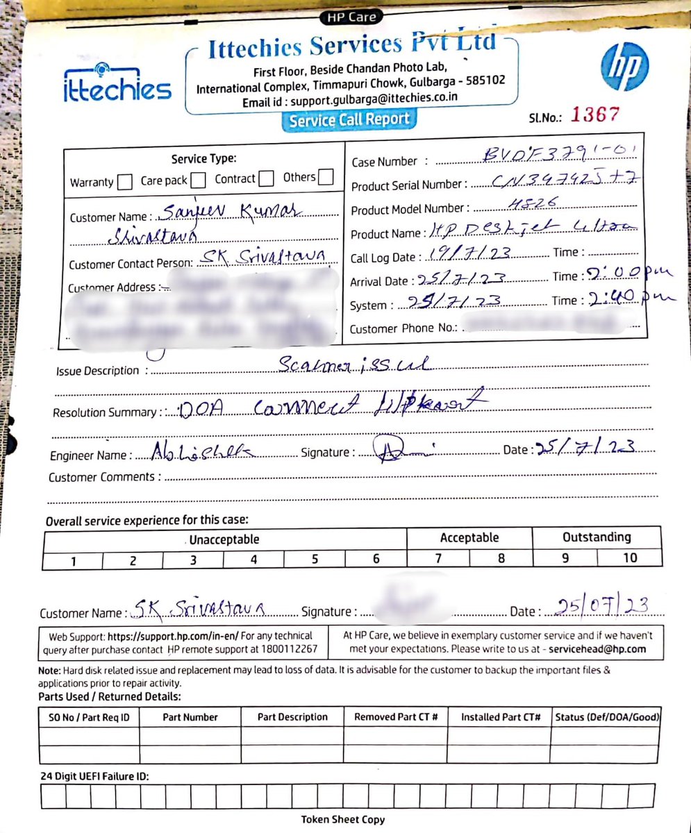 sonu24jj's tweet photo. Received defective HP printer from Flipkart. Contacted HP &amp; Flipkart, both blame each other. No resolution yet after 10 days. Feeling stuck and frustrate. @flipkartsupport
@Flipkart
@HPIndia https://t.co/K2v6Z1tBcQ