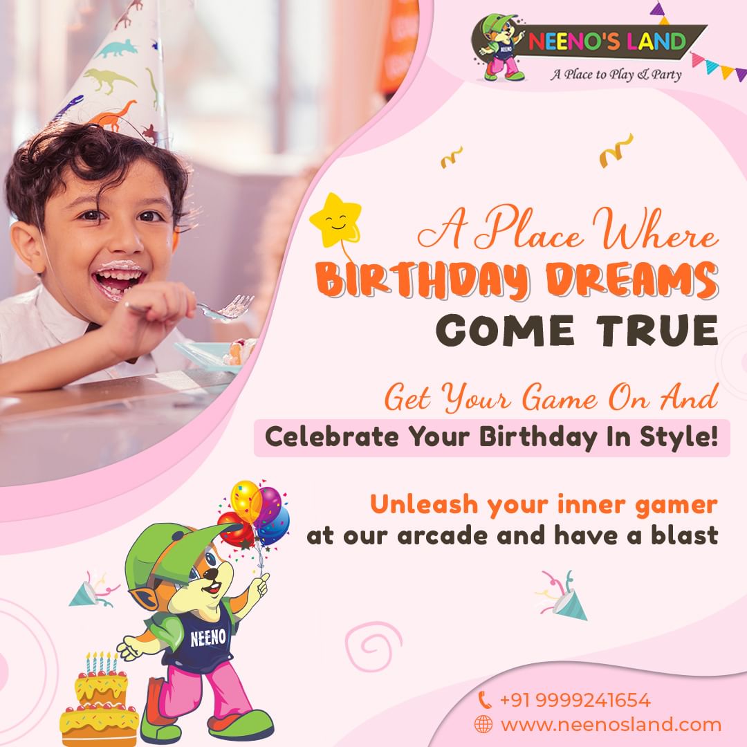 Are you looking for the perfect place to host your themed birthday party?  #neenosland #neenoslandindia #kidsplayzone #kidsplayarea #cafe #kidsbirthday #kidsbirthdayparty #kidsbirthdaycake  #birthdaypartykids #birthdaypartythemesforkids #kittyparty #girlgang #partytime #gaming