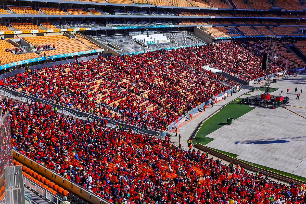 EFFSouthAfrica's tweet photo. We are filling up FNB  today! 

Come join us as we celebrate a decade of commitment to fighting for economic freedom in our lifetime.

#EFF10thAnniversary https://t.co/TfrjMDqkV2