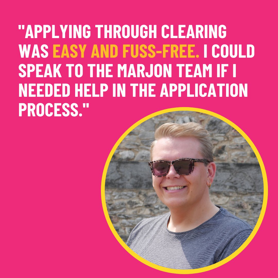 marjonuni's tweet photo. #CheeringForClearing 🤩

"Marjon has helped me to succeed and encouraged my passion for learning and personal development."

Patrick Owen - FdA Learning and Teaching programme &amp; BA (Hons) Childhood Practice. 

Apply now, arrive in September: https://t.co/jSsU4LtXxw https://t.co/qNOMfAjCun