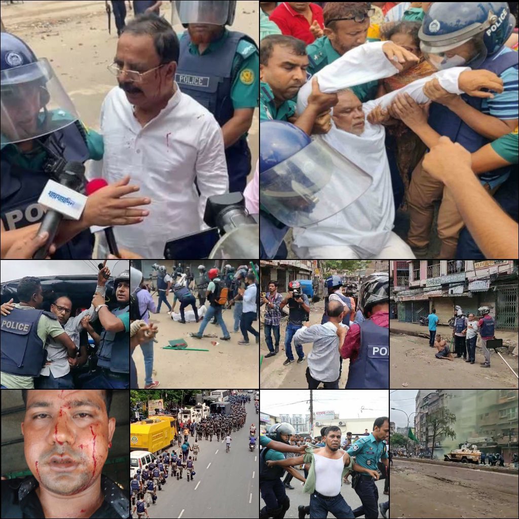 RobelAhamed19's tweet photo. Today Police awfully attacked at Nayabazar,Tatibazar,Jatrabari, Gabtali,Uttara and started sudden firing over BNP activists at their pre announced peaceable sit in programme.Henceforth,Gayeshwar Roy along with over100 others activists gets wounded.Police arreste @CNN @hrw @USA https://t.co/OOvv3EWD2F