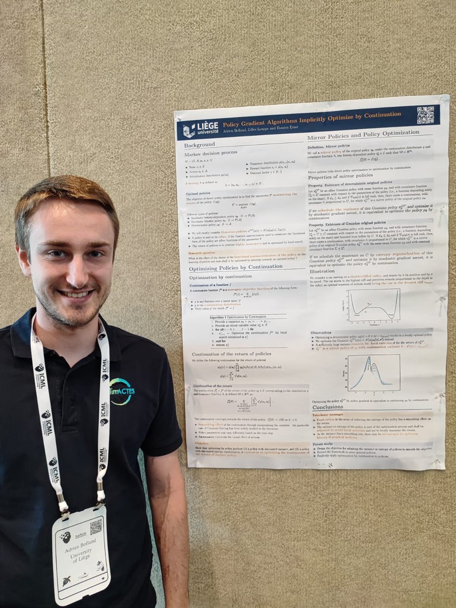 Today, I had the great opportunity to present my research work at the Frontiers4LCD #ICML2023 workshop in Hawaii 🏄‍♂️🏝️  First time at a big conference ! 

If you're interested in exploration and policy gradients in RL, here's the link to the article: arxiv.org/abs/2305.06851
