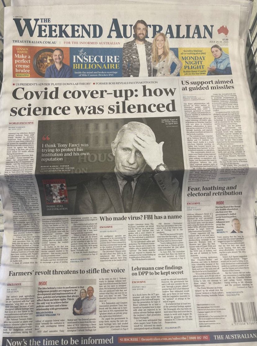 Wel voorpaginanieuws in Australië