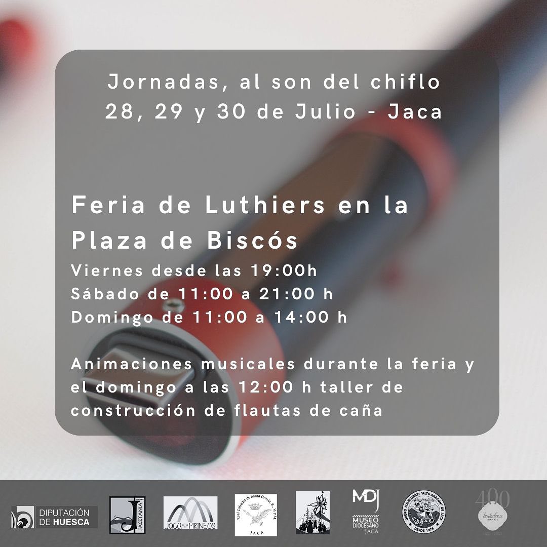 festivaljaca's tweet photo. ⭐️🥁🎶Jornadas ‘Al son del chiflo" en #Jaca
Feria de #lutieres en la Plaza Biscós y música en la calle, #Contradanza de #Cetina, conciertos...
ℹ️ https://t.co/KnwuJicqKO
@aytojaca
#JacaPirineos #Jaca #FestivalJaca #festivalfolklóricoJaca #yotambiéniréaJaca #venyviveelfestival https://t.co/cnlaaon0Nv