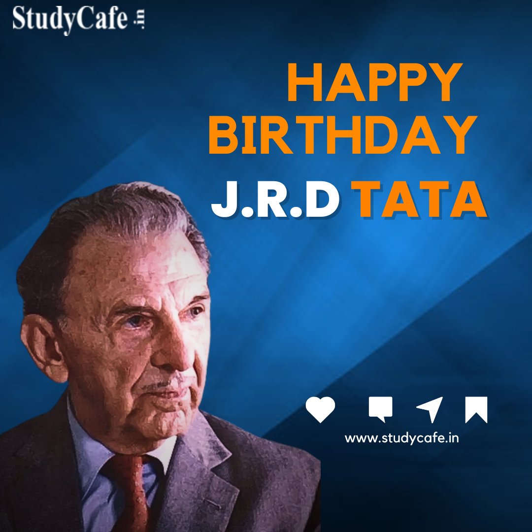 studycafe_in's tweet image. happy birthday to JRD TATA💐Jehangir Ratanji Dadabhoy Tata LH (29 July 1904 – 29 November 1993) was an Indian aviator, industrialist, entrepreneur, and chairman of Tata Group.
For more information:-
instagram.com/studycafe_educ…

#jrdtatabirthanniversary #firstpilot #trending