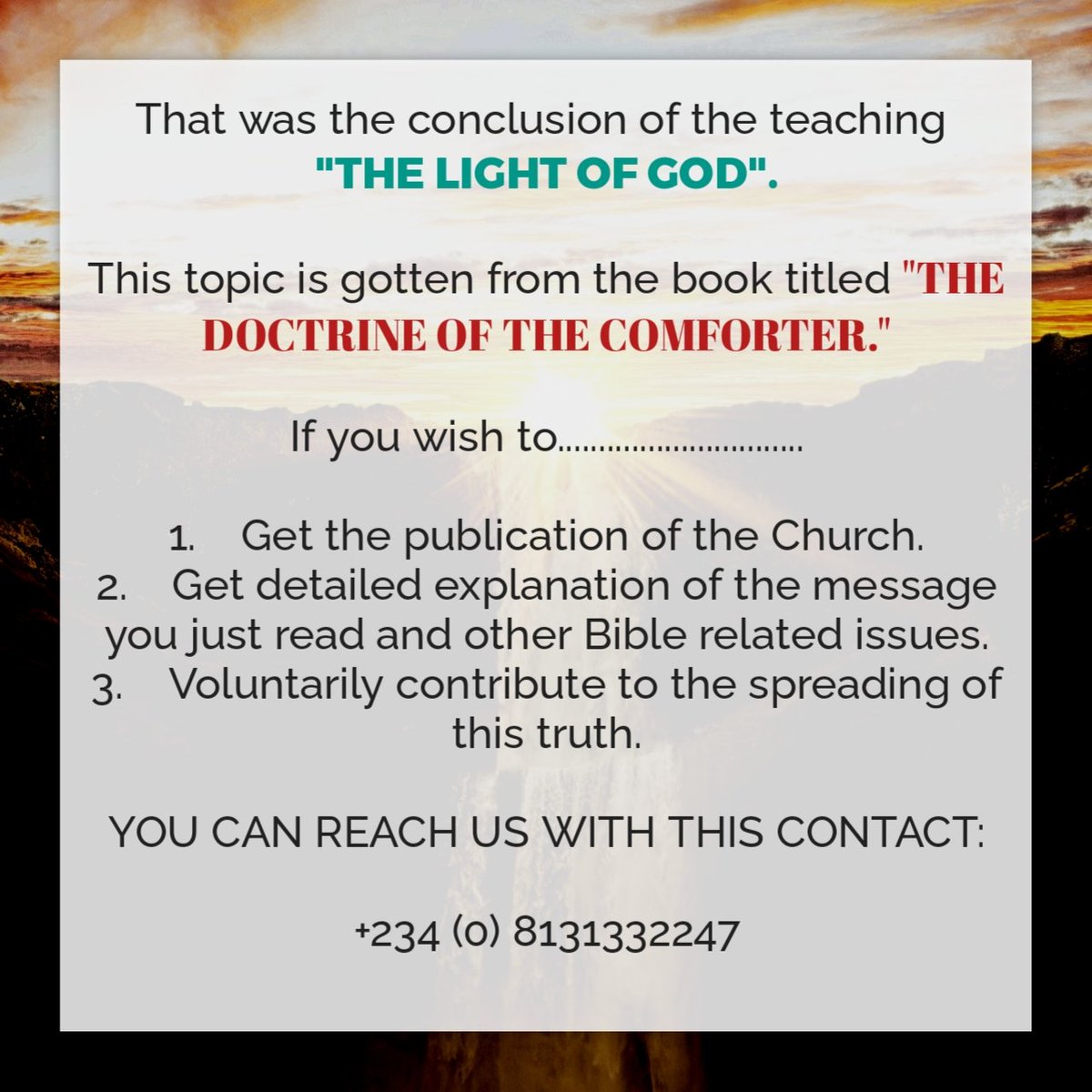 The light of God in the midst of the darkness upon the earth

Part3

#BIBLE #BIBLESTUDY  #Christ #BIBLETRUTH #lawofGod #christian #religion #law #God #truth #bibleinterpretation #holybible #church #MOUNTZIONASSEMBLY  #gospel #gospelofthekingdom #biblecommunity #world #Jesus #life