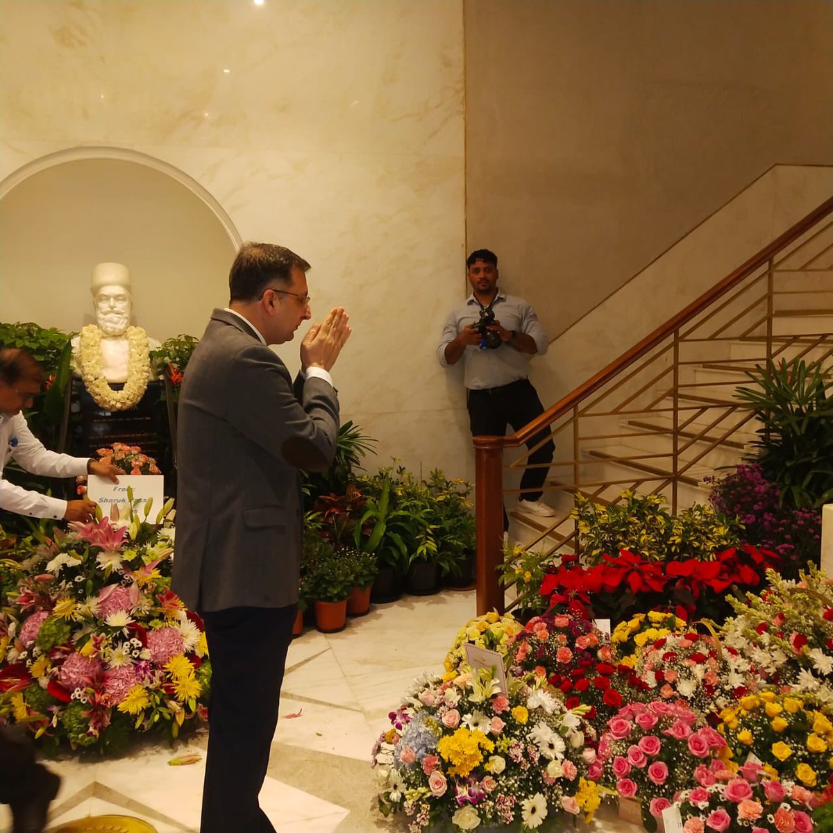 At Bombay House today paying tributes to JRD on his 119th birth anniversary: