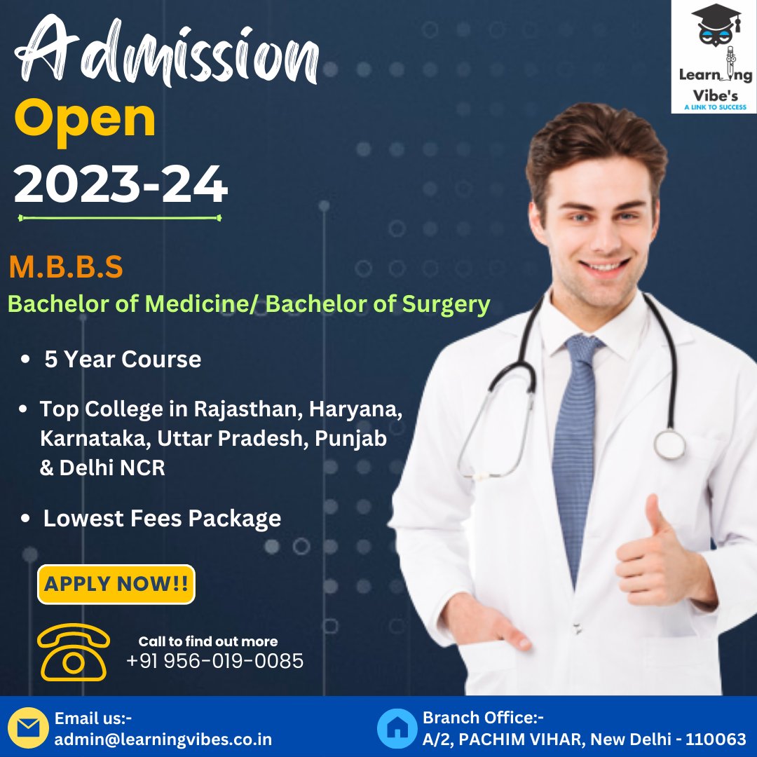 learning_vibe's tweet image. India&apos;s fastest growing medical consultancy.
LEARNING VIBE&apos;S

For More Info:
Call us: +91 9560190085
Email us: admin@learningvibes.co.in
.
.
#learningvibes #BBA #mbbs #IITJEE #education #entrance #AdmissionsOpen #doctors #Become #soon #NEET #BDS #bhmsstudents #bams #opening