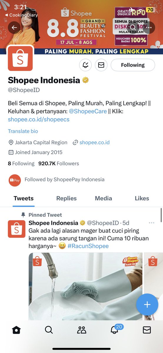 putrimstikas's tweet photo. @ShopeeID Sudah di follow yaa @ShopeeID🧡 https://t.co/pw8NFbDjgR