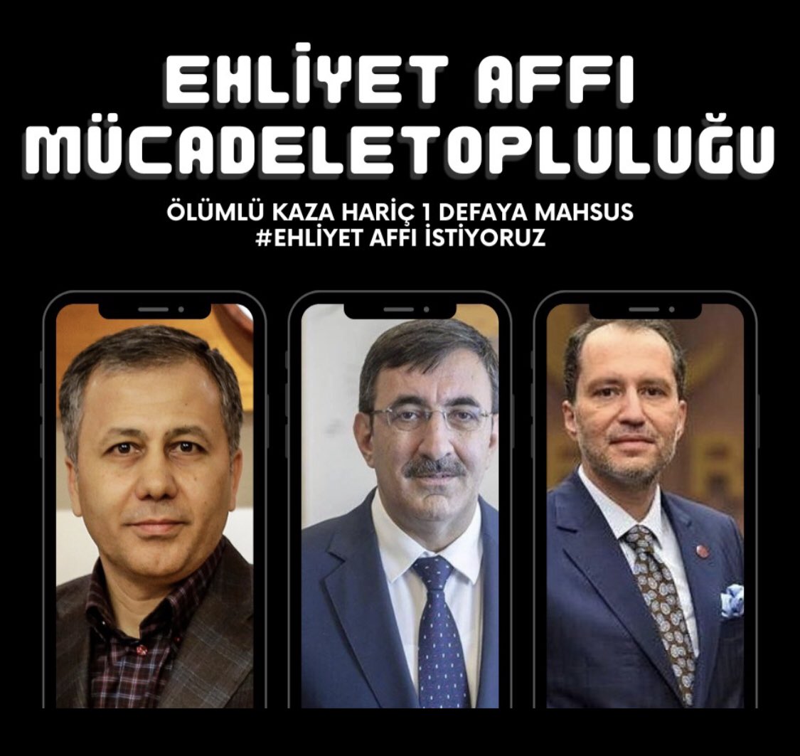 MedyaEhliyet AffıHaberiYap

Bir Olalım İri Olalım Yüce Devletimiz
📌#EhliyetAffı İstiyoruz.
<a href="/RTErdogan/">Recep Tayyip Erdoğan</a> <a href="/yilmaztunc/">Yılmaz TUNÇ</a> <a href="/AliYerlikaya/">Ali Yerlikaya</a> <a href="/_cevdetyilmaz/">Cevdet Yılmaz</a> @ErbakanFatih @MKazimAlpay <a href="/mestanozcan/">Mestan Özcan</a> <a href="/M_Sarigul/">Mustafa Sarıgül</a> <a href="/yusufahlatci/">Yusuf Ahlatcı</a> <a href="/kemalcelik007/">Kemal ÇELİK</a> <a href="/sabancopuroglu/">Şaban ÇOPUROĞLU</a> <a href="/melihguuner/">Melih Güner</a> <a href="/hasandogan/">Hasan Doğan</a>