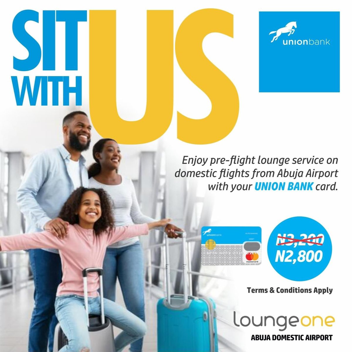 UNIONBANK_NG's tweet photo. Want to relax in style before takeoff? Come sit with us at LoungeOne at the domestic wing of the Abuja International Airport.
As a Union Bank customer and card holder, you get 12% off lounge access.
For more information, please visit https://t.co/iLribdWPsa
#DiscountSaturday https://t.co/tqrhSqe5Vq