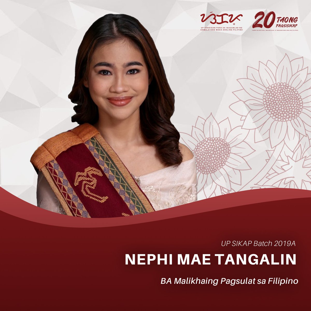 upsikap's tweet photo. Pagpupugay sa inyo, Sharry Getigan at Nephi Tangalin! NagSIKAP kayo upang sumibol ang mirasol para sa iyo. 🌻

Padayon, mga SIKAPamilya! Paglingkuran ang sambayanan!

#Sablay2023
#UPSIKAP20
#20TaongNagsiSIKAP https://t.co/aorKbjbIzs