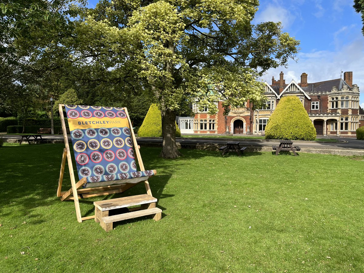 Lovely sunny morning here at <a href="/bletchleypark/">Bletchley Park</a>. New deck chair looks fab, perfect location for a great photo. 
Have a great day folks. 
#bletchleypark #nofilter #ww2 #secret #historymatters