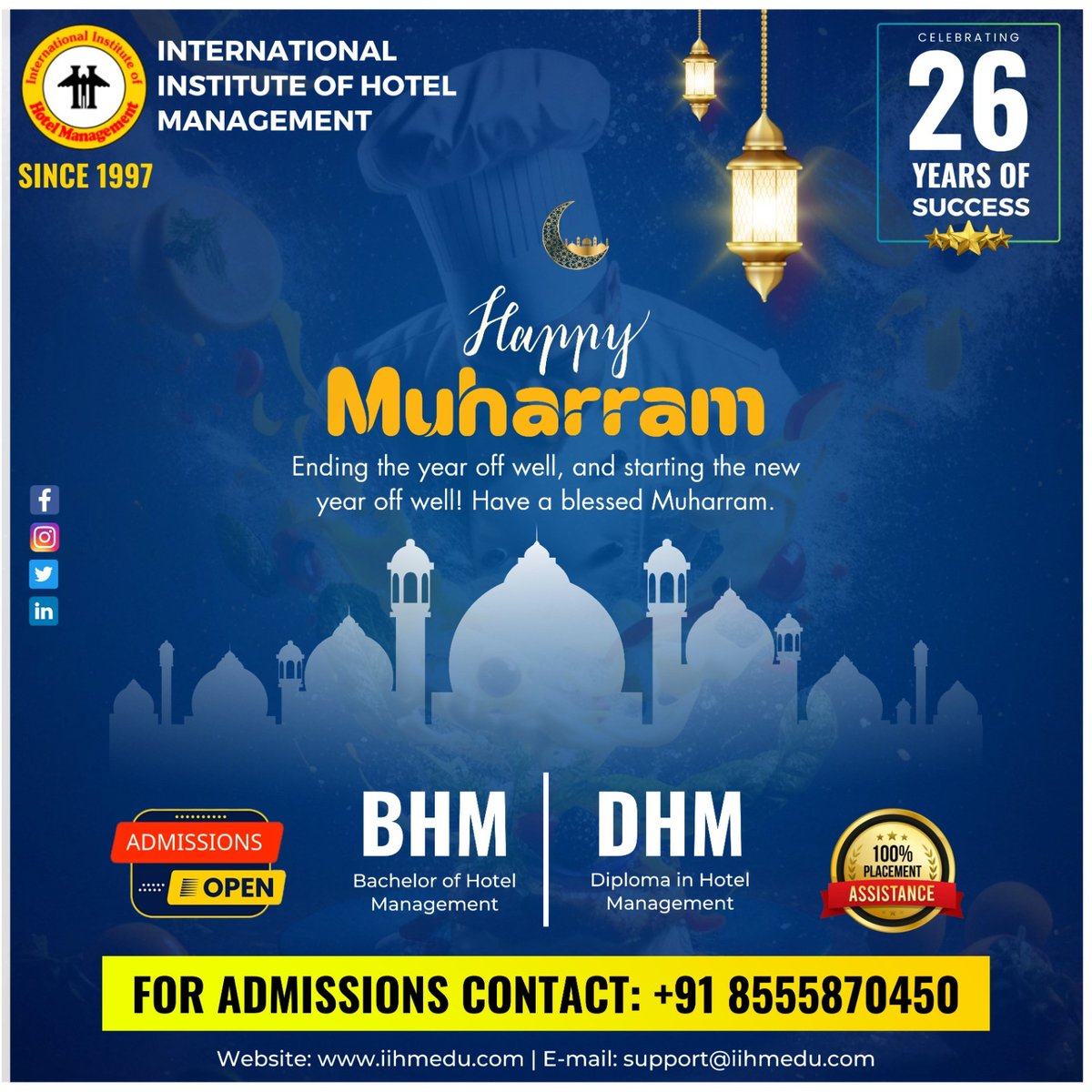 OfInstitut49991's tweet photo. 🌙 Happy Muharram 🎉

Ending the year off well, and starting the new year off well! Have a blessed Muharram.

🎓 ADMISSIONS OPEN 🎓

BHM - Bachelor of Hotel Management
DHM - Diploma in Hotel Management

🎉 CELEBRATING 26 YEARS OF SUCCESS 🎉

💼 100% PLACEMENT ASSISTANCE 💼 https://t.co/jMbdwK77oo